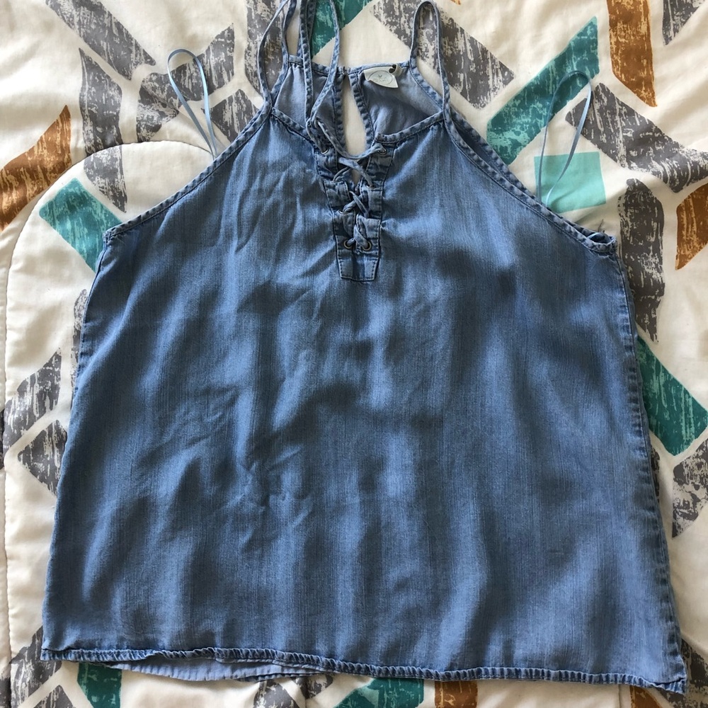 Blue Flowy Tank Top